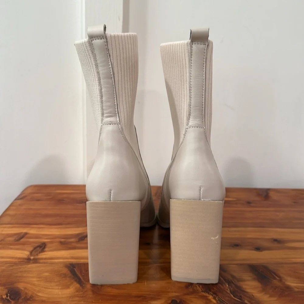 Steve Madden Women's Tackle Ankle Boots in White/Cream Leather
